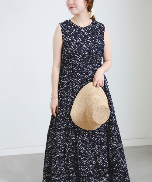 SALE【AMI】ノースリーブ ストレッチ マキシドレス セール】AVIANA SLEEVELESS BRODERIE MAXI DRESS | AVIANA