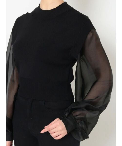 MURUA（ムルーア）の「シャイニースリーブドッキングニット（ニット/セーター・レディース・ブラック/グレー・FREE）」の15枚目の写真