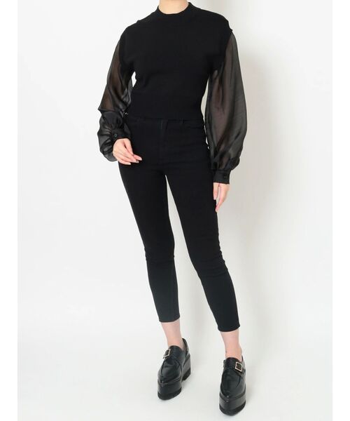 MURUA（ムルーア）の「シャイニースリーブドッキングニット（ニット/セーター・レディース・ブラック/グレー・FREE）」の17枚目の写真