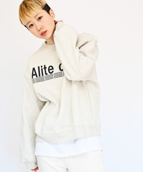 Alite cloth(アリーテクロス)の「ビッグサイズ メンズサイズ ALITECLOTHロゴプリントトレーナー(スウェット・レディース・ブラック/ネイビー/オートミール・M/L/XL/2XL)」の17枚目の写真