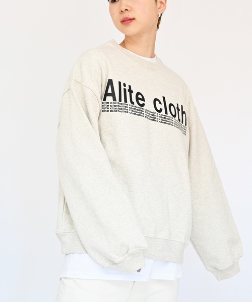 Alite cloth(アリーテクロス)の「ビッグサイズ メンズサイズ ALITECLOTHロゴプリントトレーナー(スウェット・レディース・ブラック/ネイビー/オートミール・M/L/XL/2XL)」の15枚目の写真