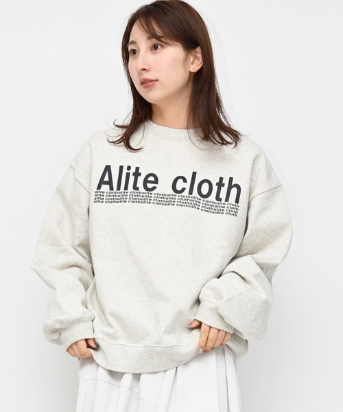 Alite cloth(アリーテクロス)の「ビッグサイズ メンズサイズ ALITECLOTHロゴプリントトレーナー(スウェット・レディース・ブラック/ネイビー/オートミール・M/L/XL/2XL)」の11枚目の写真