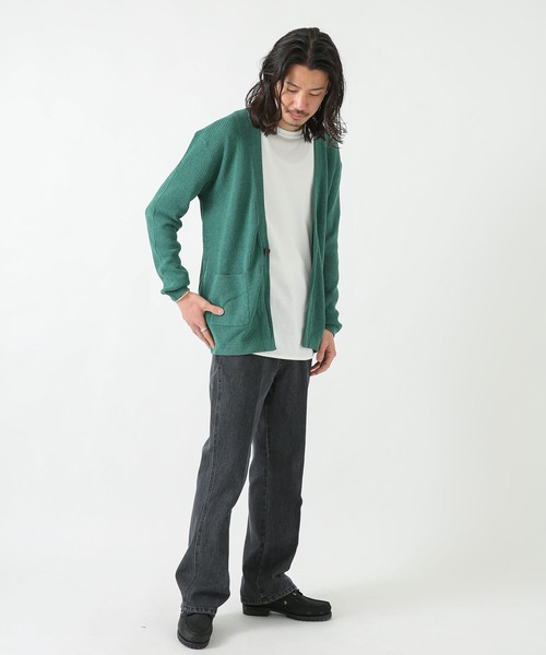 URBAN RESEARCH Sonny Label（アーバンリサーチサニーレーベル）の「ワッフル編みニットカーディガン（カーディガン/ボレロ・メンズ・ネイビー/ブラック/アイボリー/グリーン・LARGE/MEDIUM）」の5枚目の写真