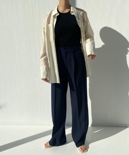 CEL ANSWER（シーイーエルアンサー）の「ベーシックストレートタックパンツ（スラックス・レディース・ライトグレー/ブラック/ネイビー・FREE/SMALL）」の7枚目の写真