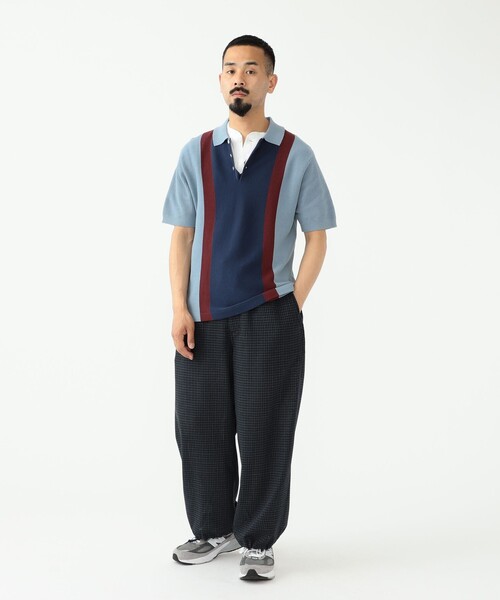 BEAMS PLUS(ビームスプラス)の「BEAMS PLUS / コットンニット ストライプ ポロシャツ(ポロシャツ・メンズ・サックスブルー/ブラウン/ネイビー・S/XL/M/L)」の5枚目の写真
