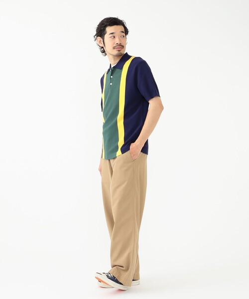 BEAMS PLUS(ビームスプラス)の「BEAMS PLUS / コットンニット ストライプ ポロシャツ(ポロシャツ・メンズ・サックスブルー/ブラウン/ネイビー・S/XL/M/L)」の6枚目の写真