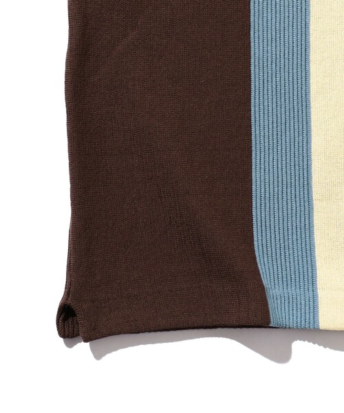 BEAMS PLUS(ビームスプラス)の「BEAMS PLUS / コットンニット ストライプ ポロシャツ(ポロシャツ・メンズ・サックスブルー/ブラウン/ネイビー・S/XL/M/L)」の15枚目の写真