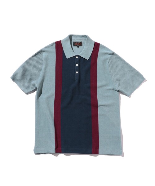 BEAMS PLUS(ビームスプラス)の「BEAMS PLUS / コットンニット ストライプ ポロシャツ(ポロシャツ・メンズ・サックスブルー/ブラウン/ネイビー・S/XL/M/L)」の18枚目の写真