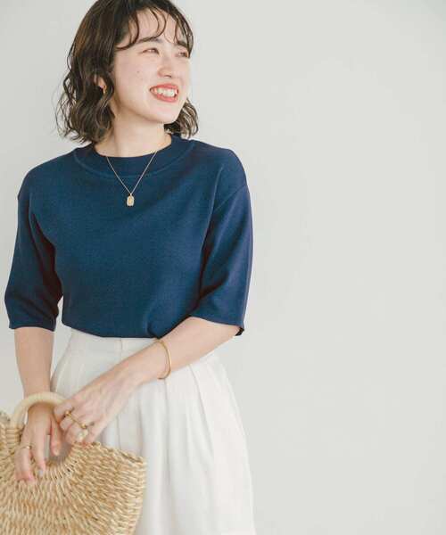 ITEMS URBANRESEARCH（アイテムズ アーバンリサーチ）の「ソウバリハンソデニット（ニット/セーター・レディース・モカ/オフホワイト/ブラック/ブルー・FREE）」の4枚目の写真