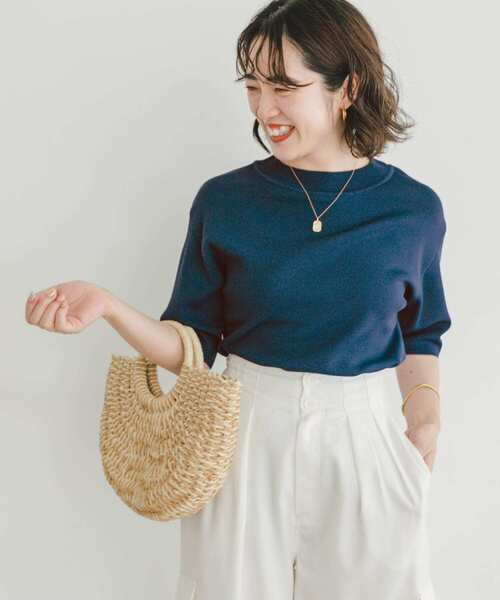 ITEMS URBANRESEARCH（アイテムズ アーバンリサーチ）の「ソウバリハンソデニット（ニット/セーター・レディース・モカ/オフホワイト/ブラック/ブルー・FREE）」の5枚目の写真