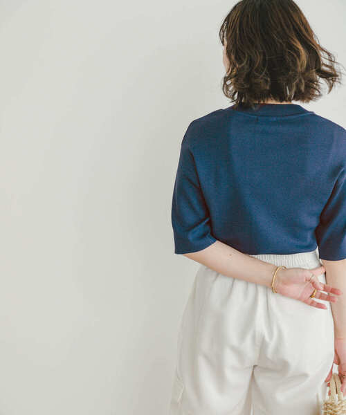 ITEMS URBANRESEARCH（アイテムズ アーバンリサーチ）の「ソウバリハンソデニット（ニット/セーター・レディース・モカ/オフホワイト/ブラック/ブルー・FREE）」の6枚目の写真