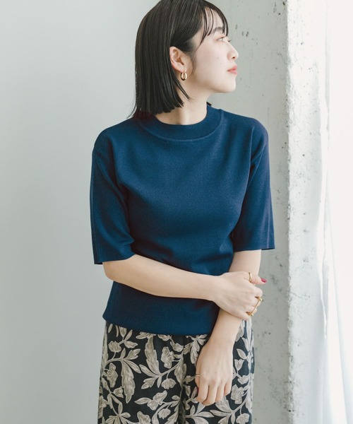 ITEMS URBANRESEARCH（アイテムズ アーバンリサーチ）の「ソウバリハンソデニット（ニット/セーター・レディース・モカ/オフホワイト/ブラック/ブルー・FREE）」の11枚目の写真