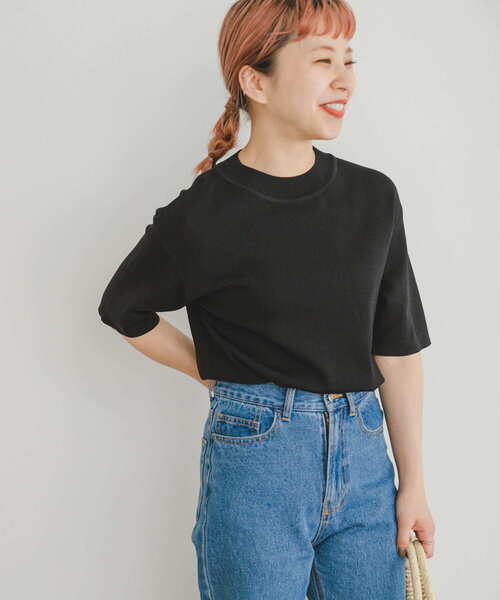 ITEMS URBANRESEARCH（アイテムズ アーバンリサーチ）の「ソウバリハンソデニット（ニット/セーター・レディース・モカ/オフホワイト/ブラック/ブルー・FREE）」の19枚目の写真