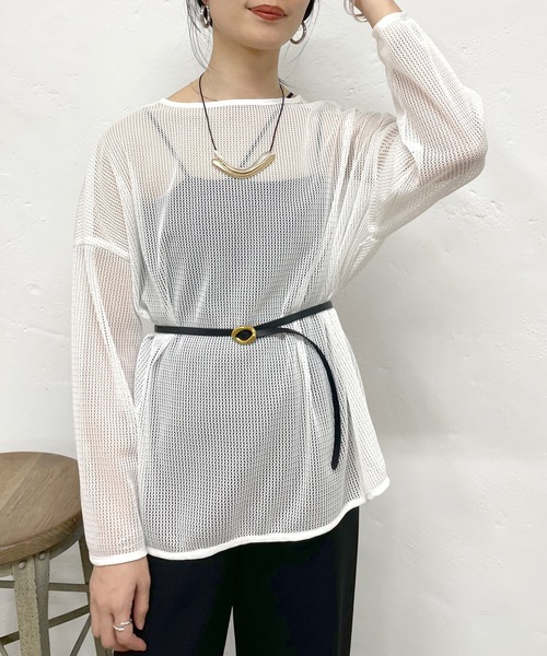 SHENERY（シーナリー）の「メッシュチュニック（シャツ/ブラウス・レディース・オフホワイト/ベージュ/ブラック・FREE）」の5枚目の写真