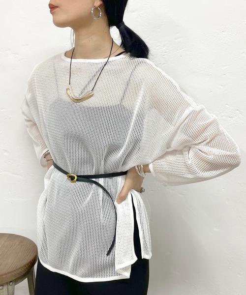 SHENERY（シーナリー）の「メッシュチュニック（シャツ/ブラウス・レディース・オフホワイト/ベージュ/ブラック・FREE）」の6枚目の写真