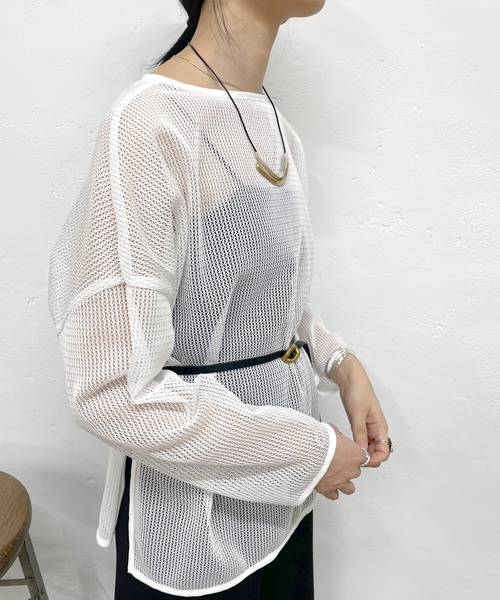 SHENERY（シーナリー）の「メッシュチュニック（シャツ/ブラウス・レディース・オフホワイト/ベージュ/ブラック・FREE）」の7枚目の写真