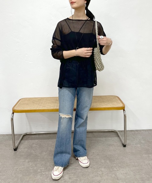 SHENERY（シーナリー）の「メッシュチュニック（シャツ/ブラウス・レディース・オフホワイト/ベージュ/ブラック・FREE）」の21枚目の写真