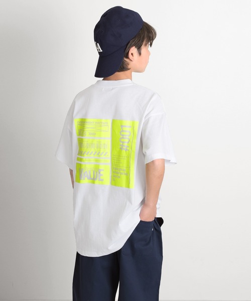 GLAZOS（グラソス）の「リフレクターバックプリント半袖Tシャツ（Tシャツ/カットソー・キッズ・ブラック/オフホワイト/ホワイト/チャコールグレー・150cm/160cm/140cm/170cm）」の4枚目の写真