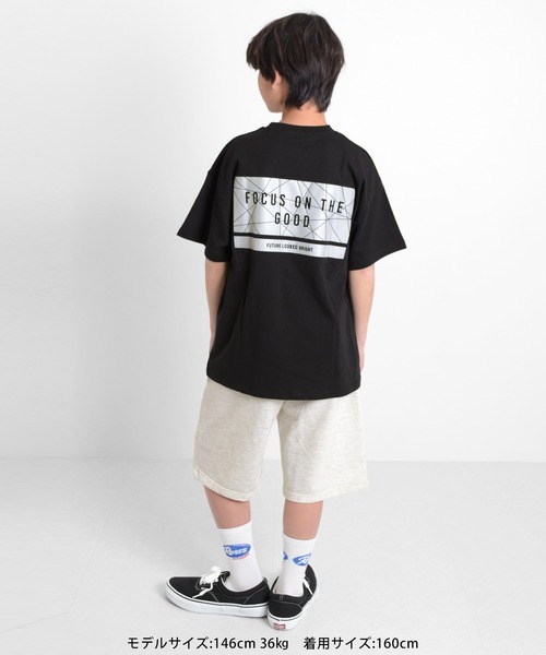 GLAZOS（グラソス）の「リフレクターバックプリント半袖Tシャツ（Tシャツ/カットソー・キッズ・ブラック/オフホワイト/ホワイト/チャコールグレー・150cm/160cm/140cm/170cm）」の5枚目の写真