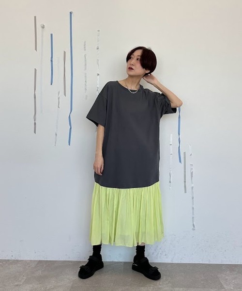 tシャツ bid/ドッキングワンピース レディース サマーニットウエストドッキングワンピース レディース メール便