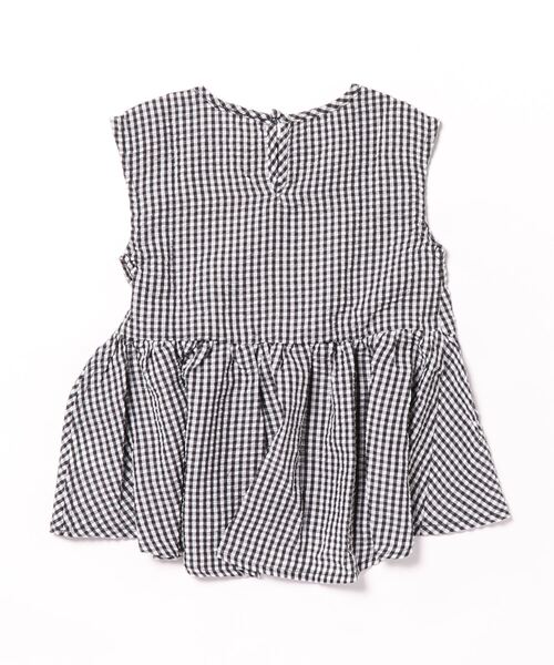 coca（coca）（コカ）の「キッズ　サッカーチェック裾フリルノースリーブトップス（シャツ/ブラウス・キッズ・グリーン/ブラック・110/120/130/140）」の3枚目の写真