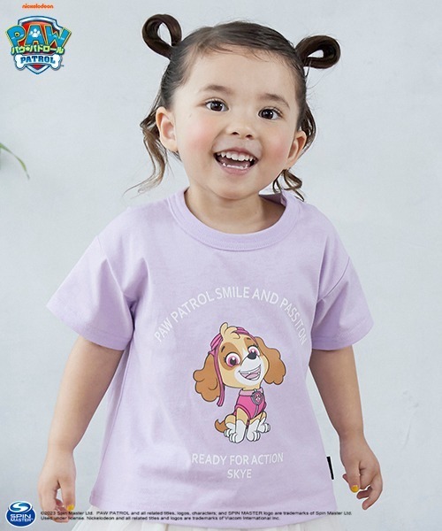 petit main(プティマイン)の「【WEB限定・パウパト】グラフィックT(Tシャツ/カットソー・キッズ・エメラルド/オレンジ/サックスブルー/ライトグレー/ライラック・90cm/120cm/100cm/110cm)」の4枚目の写真