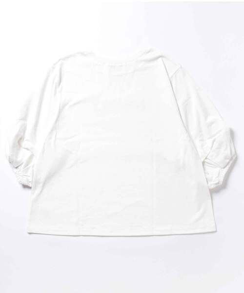 Samansa Mos2(サマンサ モスモス)の「ロゴプリント袖タックTシャツ(Tシャツ/カットソー・レディース・チャコール/イエロー/オフホワイト/グリーン/ピンク・フリ-)」の6枚目の写真