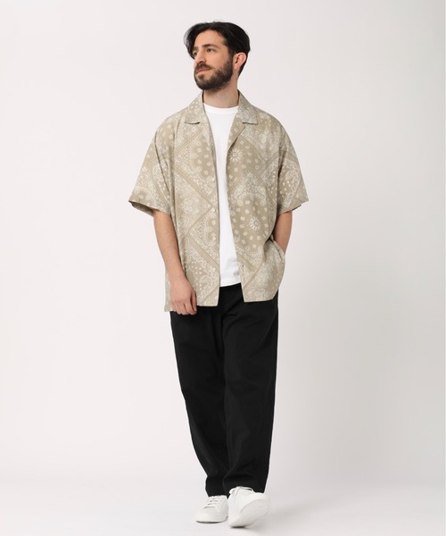 PAZZO（パッゾ）の「【PAZZO】バンダナ柄プリント オープンカラー ショートスリーブ シャツ（シャツ/ブラウス・メンズ・ベージュ/ブラック/グレー・3/1/2）」の10枚目の写真