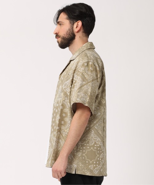 PAZZO（パッゾ）の「【PAZZO】バンダナ柄プリント オープンカラー ショートスリーブ シャツ（シャツ/ブラウス・メンズ・ベージュ/ブラック/グレー・3/1/2）」の9枚目の写真