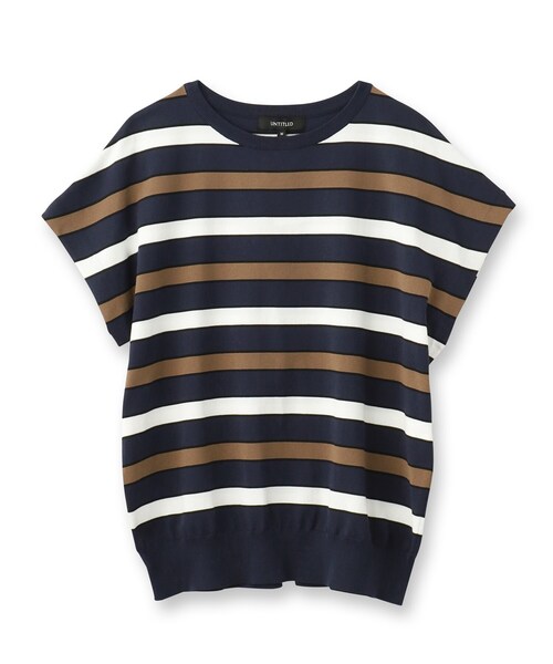 UNTITLED（アンタイトル）の「◆【清涼感／ゆったり／洗える】コットンエステル フレンチスリーブニット（ニット/セーター・レディース・オフホワイト/ネイビー系2/ワイン系4/ネイビー/ワインレッド/ネイビー系5・00/44/02/04/48）」の15枚目の写真