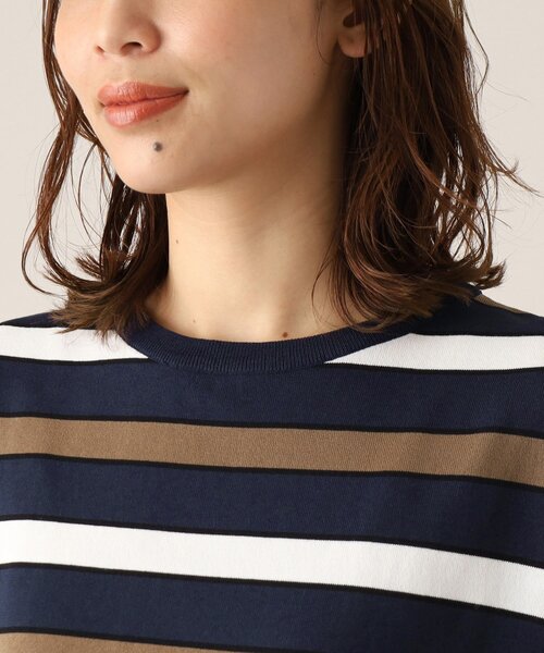 UNTITLED（アンタイトル）の「◆【清涼感／ゆったり／洗える】コットンエステル フレンチスリーブニット（ニット/セーター・レディース・オフホワイト/ネイビー系2/ワイン系4/ネイビー/ワインレッド/ネイビー系5・00/44/02/04/48）」の19枚目の写真