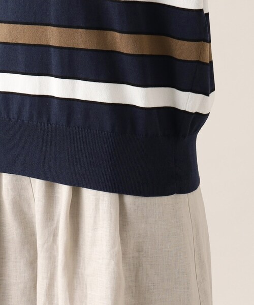 UNTITLED（アンタイトル）の「◆【清涼感／ゆったり／洗える】コットンエステル フレンチスリーブニット（ニット/セーター・レディース・オフホワイト/ネイビー系2/ワイン系4/ネイビー/ワインレッド/ネイビー系5・00/44/02/04/48）」の21枚目の写真