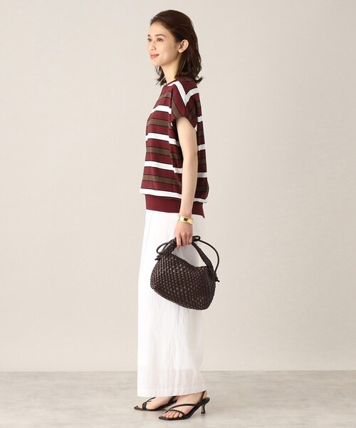 UNTITLED（アンタイトル）の「◆【清涼感／ゆったり／洗える】コットンエステル フレンチスリーブニット（ニット/セーター・レディース・オフホワイト/ネイビー系2/ワイン系4/ネイビー/ワインレッド/ネイビー系5・00/44/02/04/48）」の8枚目の写真