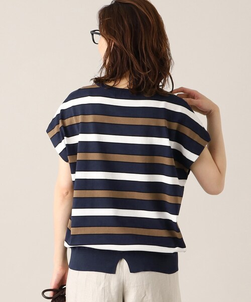 UNTITLED（アンタイトル）の「◆【清涼感／ゆったり／洗える】コットンエステル フレンチスリーブニット（ニット/セーター・レディース・オフホワイト/ネイビー系2/ワイン系4/ネイビー/ワインレッド/ネイビー系5・00/44/02/04/48）」の13枚目の写真