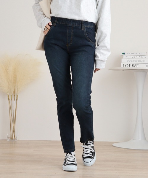 atONE(アットワン)の「atONE オールラバースキニーデニムパンツ(デニムパンツ・レディース・ブルー/ネイビー/ワンウォッシュ・L/3L/4L/LL/M)」の2枚目の写真