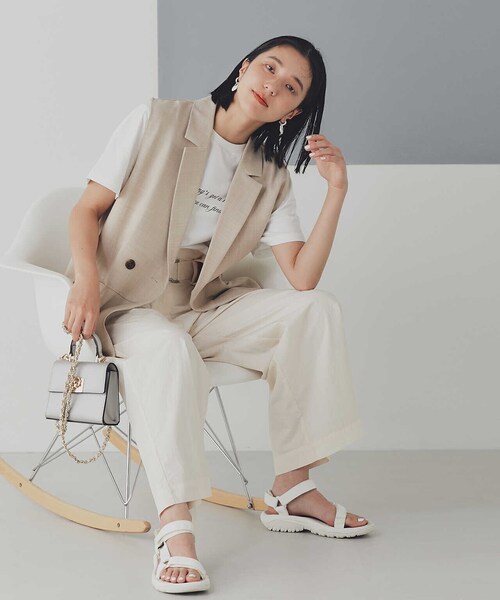 N.(N. Natural Beauty Basic)(エヌエヌナチュラルビューティーベーシック)の「◆ドライタッチジレジャケット(ベスト・レディース・ベージュ/ブラウン・MEDIUM)」の4枚目の写真