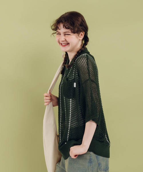 MUHET（ミュエータ）の「メッシュストライプポロニット