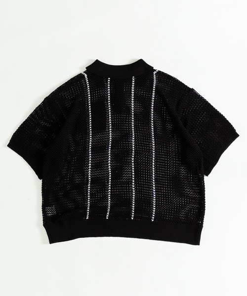 MUHET（ミュエータ）の「メッシュストライプポロニット（ポロシャツ