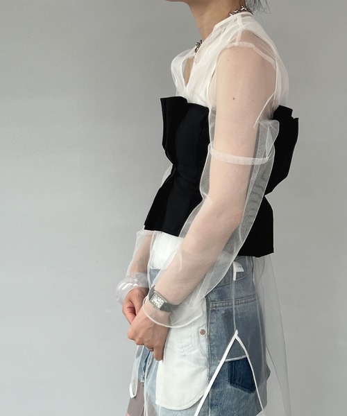 chuclla（チュクラ）の「プリーツ ストレッチ ベアトップ chw23s100（チューブトップ・レディース・ブラック/ホワイト・FREE）」の21枚目の写真