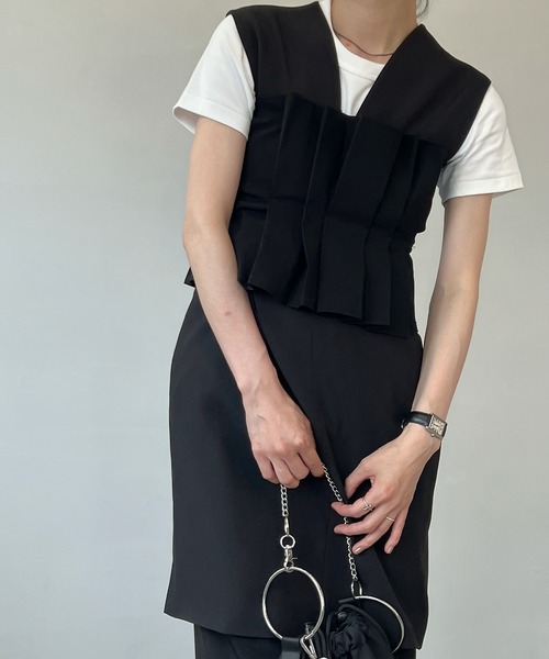 chuclla（チュクラ）の「プリーツ ストレッチ ベアトップ chw23s100（チューブトップ・レディース・ブラック/ホワイト・FREE）」の18枚目の写真