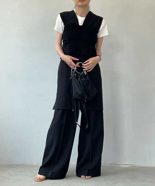 chuclla（チュクラ）の「プリーツ ストレッチ ベアトップ chw23s100（チューブトップ・レディース・ブラック/ホワイト・FREE）」の4枚目の写真