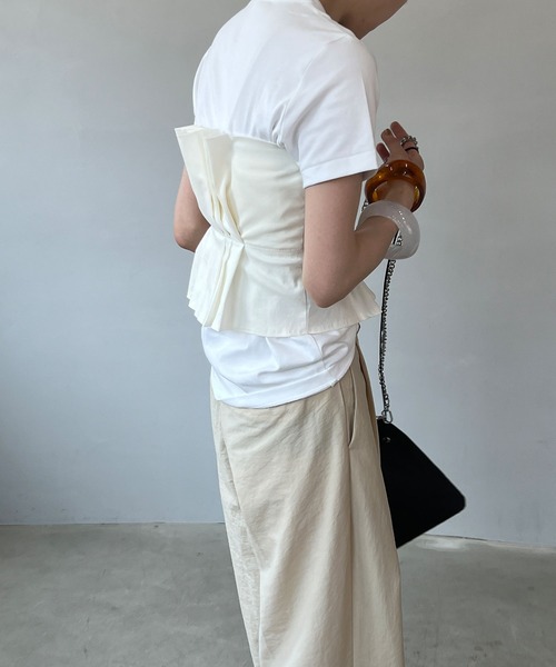 chuclla（チュクラ）の「プリーツ ストレッチ ベアトップ chw23s100（チューブトップ・レディース・ブラック/ホワイト・FREE）」の9枚目の写真