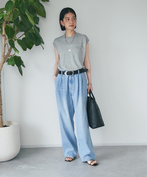 RIVE DROITE（リヴドロワ）の「コットンノースリーブニット（ニット/セーター・レディース・ダークブラウン/グレー・FREE）」の3枚目の写真