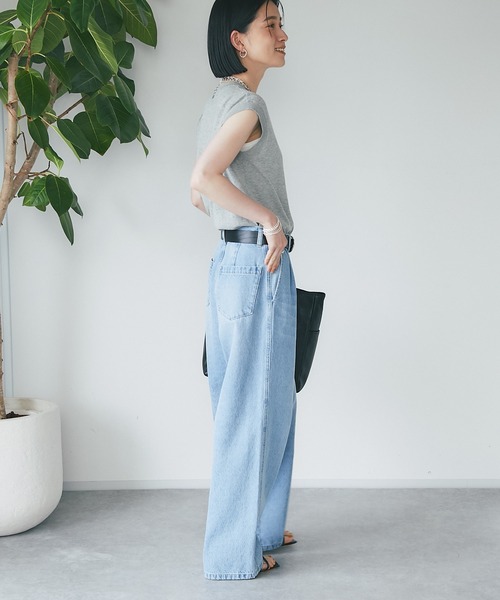 RIVE DROITE（リヴドロワ）の「コットンノースリーブニット（ニット/セーター・レディース・ダークブラウン/グレー・FREE）」の4枚目の写真