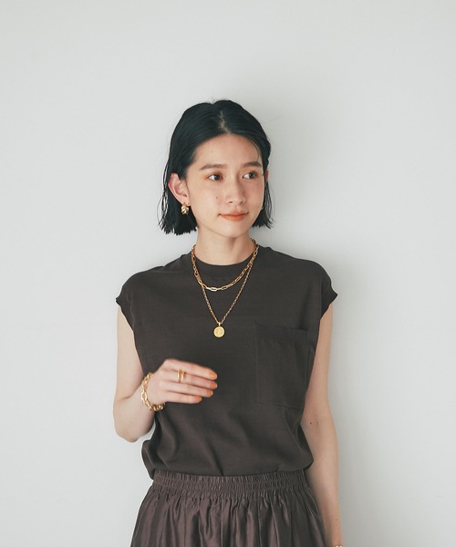 RIVE DROITE（リヴドロワ）の「コットンノースリーブニット（ニット/セーター・レディース・ダークブラウン/グレー・FREE）」の14枚目の写真