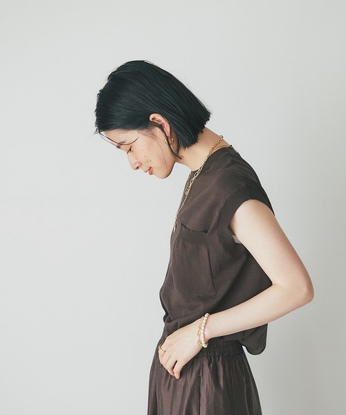 RIVE DROITE（リヴドロワ）の「コットンノースリーブニット（ニット/セーター・レディース・ダークブラウン/グレー・FREE）」の15枚目の写真