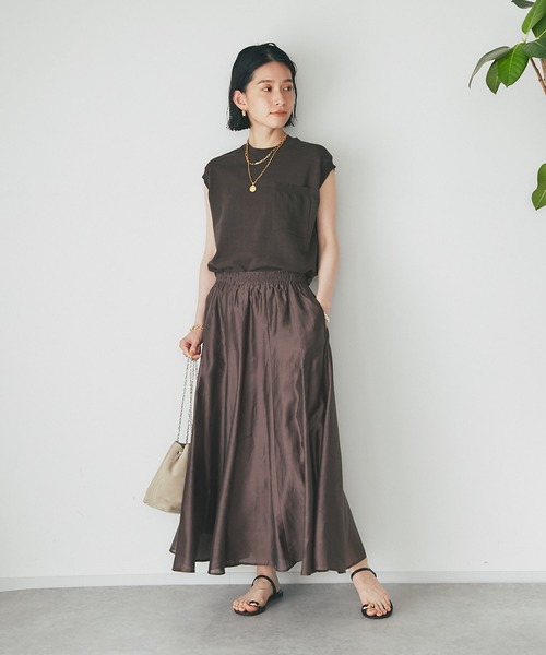 RIVE DROITE（リヴドロワ）の「コットンノースリーブニット（ニット/セーター・レディース・ダークブラウン/グレー・FREE）」の10枚目の写真