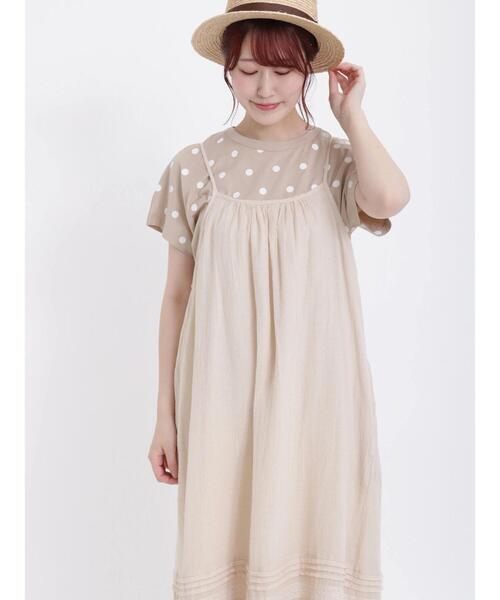 セール】【オーガニックコットン】ドット柄プリントTシャツ（T
