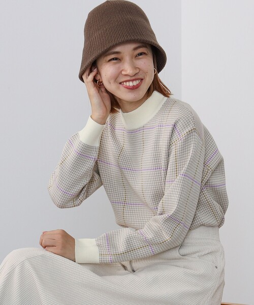 ニット セーター BEAMS HEART / ハイネック チェック プルオーバー レディース BEAMS HEART ニット セーター / ハイネックチェック ニットプル