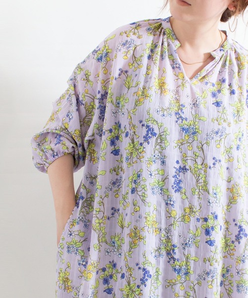 ALL ORDINARIES（オールオーディナリーズ）の「ボタニカル柄プリント スキッパーワンピース（ワンピース・レディース・ラベンダー・FREE）」の4枚目の写真
